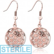STERILE ROSE GOLD PVD COATED SURGICAL STEEL EARRINGS PAIR - FILIGREE PIERCING