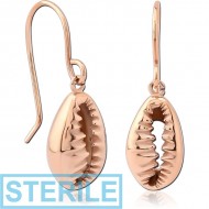 STERILE ROSE GOLD PVD COATED SURGICAL STEEL EARRINGS - SHELL PIERCING