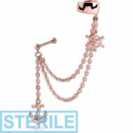 STERILE SURGICAL STEEL EAR CUFF CHAIN - ANCHOR AND HELM PIERCING