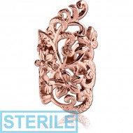 STERILE ROSE GOLD PVD COATDD SURGICAL STEEL EAR CUFF - FLOWERS AND LEAFS PIERCING
