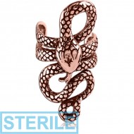 STERILE ROSE GOLD PVD COATED SURGICAL STEEL EAR CUFF - SNAKE PIERCING