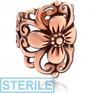 STERILE ROSE GOLD PVD COATED SURGICAL STEEL EAR CUFF - FANCY FLOWER PIERCING