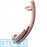STERILE ROSE GOLD PVD COATED SURGICAL STEEL JEWELLED EAR CUFF PIERCING