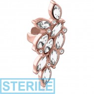 STERILE ROSE GOLD PVD COATED SURGICAL STEEL JEWELLED EAR CUFF PIERCING