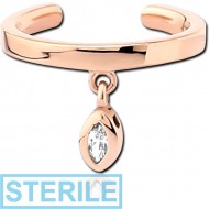 STERILE ROSE GOLD PVD COATED SURGICAL STEEL JEWELLED EAR CUFF PIERCING