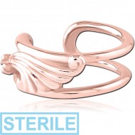 STERILE ROSE GOLD PVD COATED SURGICAL STEEL JEWELLED EAR CUFF PIERCING