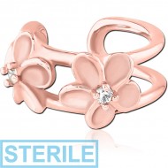 STERILE ROSE GOLD PVD COATED SURGICAL STEEL JEWELLED EAR CUFF PIERCING