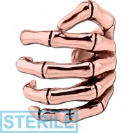 STERILE ROSE GOLD PVD COATED SURGICAL STEEL EAR CUFF - SKELETON HAND PIERCING