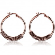 STERILE ROSE GOLD PVD COATED SURGICAL STEEL WIRE HOOP EARRINGS PIERCING