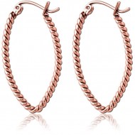 STERILE ROSE GOLD PVD COATED SURGICAL STEEL TWISTED WIRE EARRINGS PIERCING