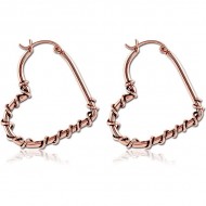 STERILE ROSE GOLD PVD COATED SURGICAL STEEL TWISTED WIRE EARRINGS PIERCING