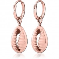 STERILE ROSE GOLD PVD COATED SURGICAL STEEL EARRINGS - SHELL PIERCING