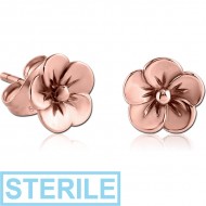 STERILE ROSE GOLD PVD COATED SURGICAL STEEL EAR STUDS PAIR PIERCING