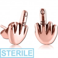 STERILE ROSE GOLD PVD COATED SURGICAL STEEL EAR STUDS PAIR PIERCING