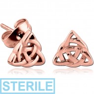 STERILE ROSE GOLD PVD COATED SURGICAL STEEL EAR STUDS PAIR PIERCING