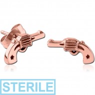 STERILE ROSE GOLD PVD COATED SURGICAL STEEL EAR STUDS PAIR - GUN PIERCING
