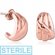STERILE ROSE GOLD PVD COATED SURGICAL STEEL EAR STUDS PAIR PIERCING