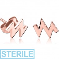 STERILE ROSE GOLD PVD COATED SURGICAL STEEL EAR STUDS PAIR PIERCING