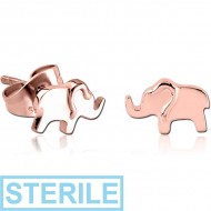 STERILE ROSE GOLD PVD COATED SURGICAL STEEL EAR STUDS PAIR PIERCING