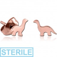 STERILE ROSE GOLD PVD COATED SURGICAL STEEL EAR STUDS PAIR PIERCING