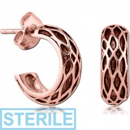 STERILE ROSE GOLD PVD COATED SURGICAL STEEL EAR STUDS PAIR PIERCING