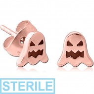 STERILE ROSE GOLD PVD COATED SURGICAL STEEL EAR STUDS PAIR PIERCING