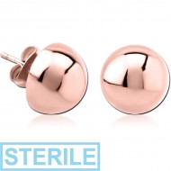 STERILE ROSE GOLD PVD COATED SURGICAL STEEL EAR STUDS PAIR - SEMICIRCLE PIERCING