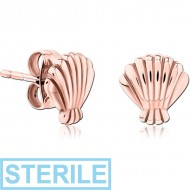 STERILE ROSE GOLD PVD COATED SURGICAL STEEL EAR STUDS PAIR PIERCING