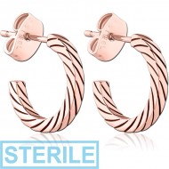 STERILE ROSE GOLD PVD COATED SURGICAL STEEL EAR STUDS PAIR PIERCING