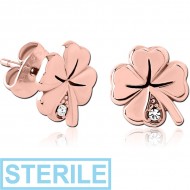 STERILE ROSE GOLD PVD COATED SURGICAL STEEL EAR STUDS PAIR PIERCING