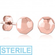 STERILE ROSE GOLD PVD COATED SURGICAL STEEL EAR STUDS PIERCING