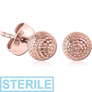 STERILE ROSE GOLD PVD COATED SURGICAL STEEL EAR STUDS PIERCING