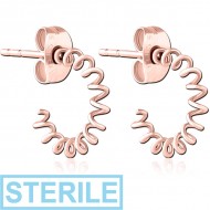 STERILE ROSE GOLD PVD COATED SURGICAL STEEL EAR STUDS PAIR PIERCING