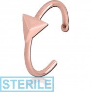 STERILE ROSE GOLD PVD COATED SURGICAL STEEL OPEN NOSE RING - TRIANGLE PIERCING