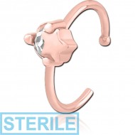 STERILE ROSE GOLD PVD COATED SURGICAL STEEL JEWELLED OPEN NOSE RING - STAR AND GEM PIERCING