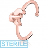 STERILE ROSE GOLD PVD COATED SURGICAL STEEL OPEN NOSE RING - ANNULAR ECLIPSE AND STAR PIERCING