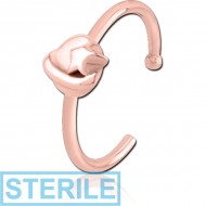 STERILE ROSE GOLD PVD COATED SURGICAL STEEL OPEN NOSE RING - EYE STAR PIERCING