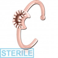 STERILE ROSE GOLD PVD COATED SURGICAL STEEL OPEN NOSE RING - CRESCENT PIERCING