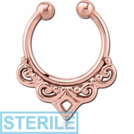 STERILE ROSE GOLD PVD COATED SURGICAL STEEL FAKE SEPTUM RING - FILIGREE PIERCING