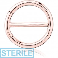 STERILE ROSE GOLD PVD COATED SURGICAL STEEL DOUBLE HINGED NIPPLE CLICKER RING PIERCING