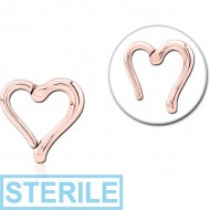 STERILE ROSE GOLD PVD COATED SURGICAL STEEL HINGED CLICKER - HEART PIERCING