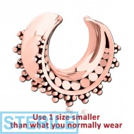STERILE ROSE GOLD PVD COATED SURGICAL STEEL HALF TUNNEL PIERCING