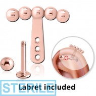 STERILE ROSE GOLD PVD COATED SURGICAL STEEL HELIX WRAP AND MICRO LABRET PIERCING