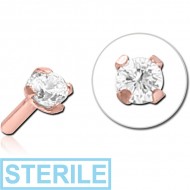STERILE ROSE GOLD PVD COATED SURGICAL STEEL JEWELLED PUSH FIT ATTACHMENT FOR BIOFLEX INTERNAL LABRET PIERCING
