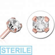 STERILE ROSE GOLD PVD COATED SURGICAL STEEL JEWELLED PUSH FIT ATTACHMENT FOR BIOFLEX INTERNAL LABRET PIERCING