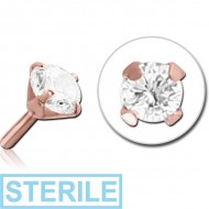 STERILE ROSE GOLD PVD COATED SURGICAL STEEL JEWELLED PUSH FIT ATTACHMENT FOR BIOFLEX INTERNAL LABRET PIERCING
