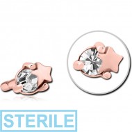 STERILE ROSE GOLD PVD COATED SURGICAL STEEL JEWELLED PUSH FIT ATTACHMENT FOR BIOFLEX INTERNAL LABRET - STAR AND GEM PIERCING