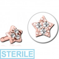 STERILE ROSE GOLD PVD COATED SURGICAL STEEL JEWELLED PUSH FIT ATTACHMENT FOR BIOFLEX INTERNAL LABRET - STAR PRONGS PIERCING