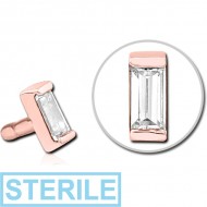 STERILE ROSE GOLD PVD COATED SURGICAL STEEL JEWELLED PUSH FIT ATTACHMENT FOR BIOFLEX INTERNAL LABRET - SQUARE PIERCING