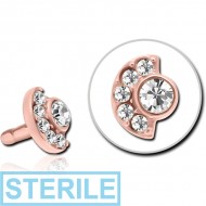 STERILE ROSE GOLD PVD COATED SURGICAL STEEL JEWELLED PUSH FIT ATTACHMENT FOR BIOFLEX INTERNAL LABRET - MOON AND STARS PIERCING